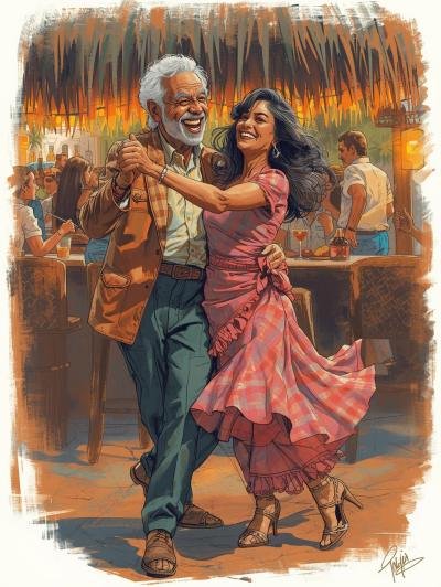 Weekly chicken couple enjoying dancing