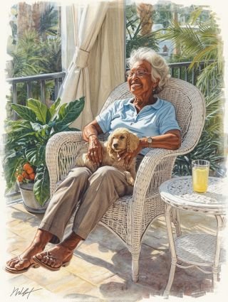 Relaxing in a venice , home with a dog on your lap , an ice tea on the lanai