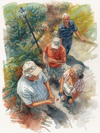 Taking long strolls with friends in venice , florida , instead of worrying about the little stuff