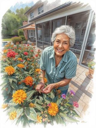 Playing in the garden in venice florida